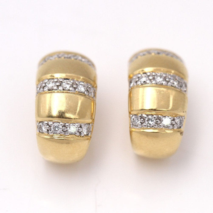 Boucles d'oreilles boucles d'oreilles en or jaune avec 3 bandes de diamants 58 Facettes E360865
