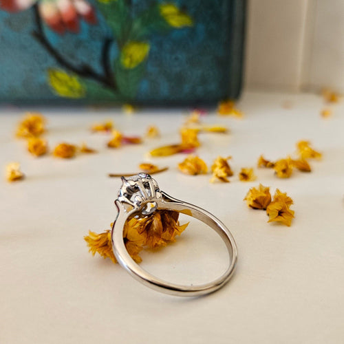 Bague 54 Solitaire Vintage Or gris Diamant 0.40 ct 58 Facettes 7053