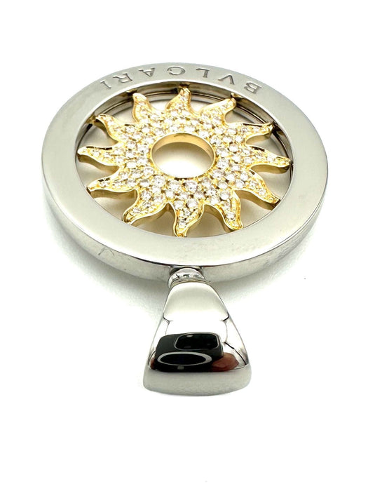 Pendentif BULGARI - Collection Tondo pendentif en or et acier diamants 58 Facettes