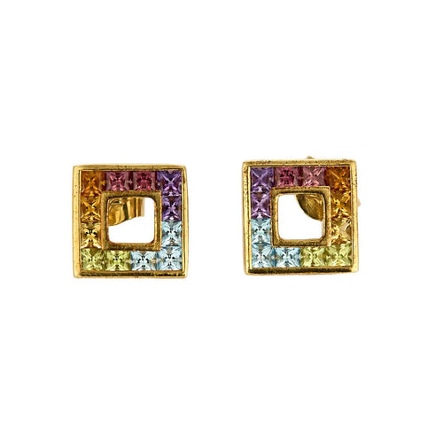 Boucles d'oreilles Boucles d'oreilles en or jaune et quartz de couleurs 58 Facettes REU0798