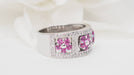 Bague 55 Bague bandeau en or blanc, topazes roses et diamants 58 Facettes 32586