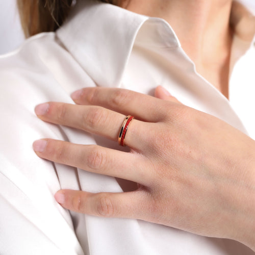 Bague 52 BOUCHERON - Bague Quatre or rose et céramique rouge 58 Facettes 101460