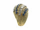 PIAGET. Bague vintage or jaune 18K, saphirs et diamants
