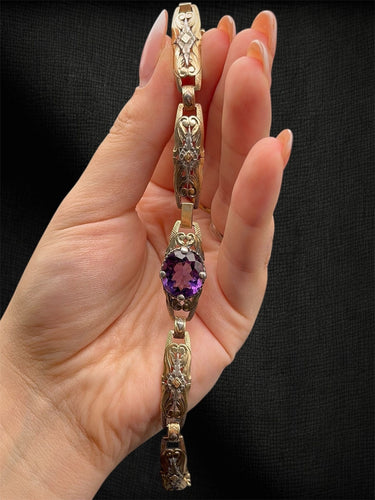 Bracelet Bracelet Princesse de la Nuit en or et argent avec une améthyste de 11,50 ct 58 Facettes