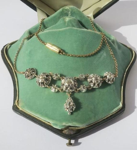 Collier Collier provençal XIXe rivière d’Arles Diamants or rose et argent 58 Facettes