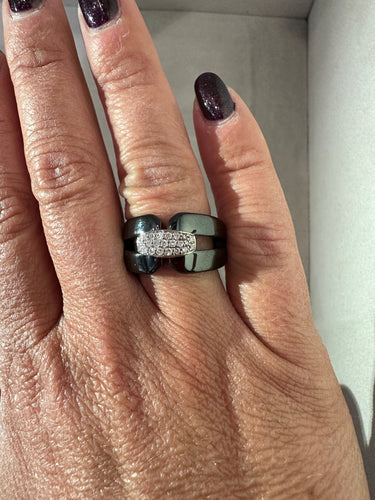 Bague 56 Jeell - Bague céramique et diamants 58 Facettes 1.0000005/1