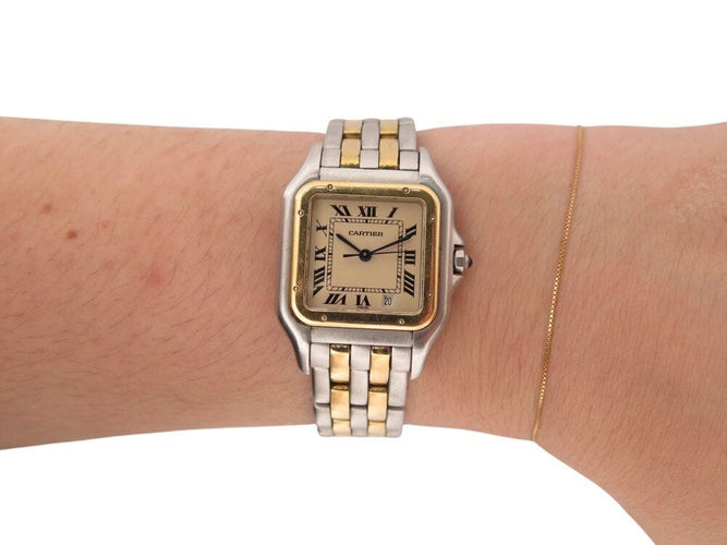Montre vintage montre CARTIER panthere 110000r or 18k 2 rangs acier quartz 58 Facettes 268500