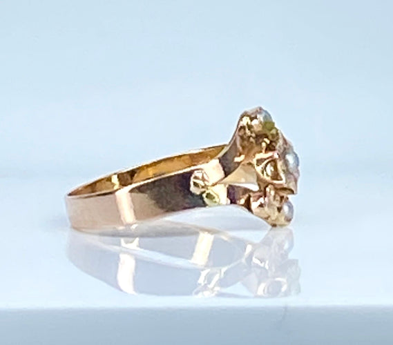 Bague Bague en or rose 18 carats et perles, époque 1900 58 Facettes AB526