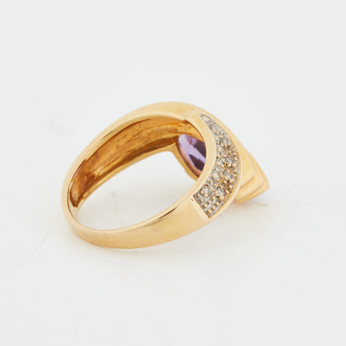 Bague 52 Bague Or Jaune - Améthyste Marquise et Diamants 58 Facettes RÉF 11316/10
