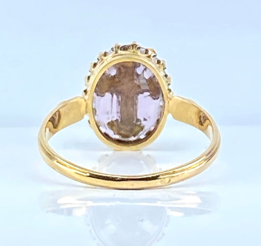 Bague 52 Bague en or jaune 18 carats ornée d’une croix en perles fines 58 Facettes AB561