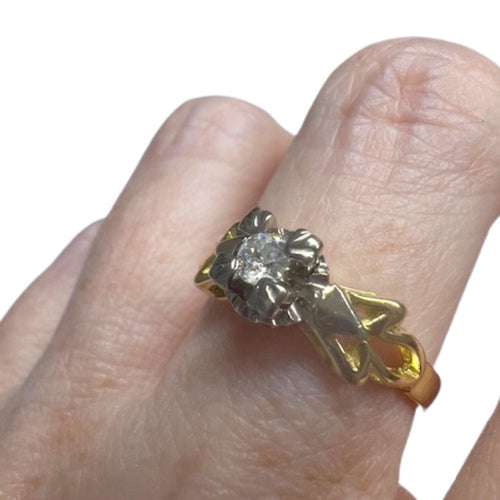 Bague 54 BAGUE ART DÉCO DES ANNÉES 1920-1925 EN OR 18 KT ET PLATINE AVEC DIAMANTS 58 Facettes DMAR6