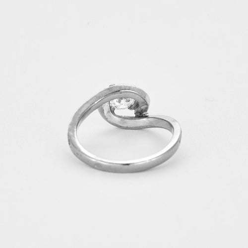 Bague 54.5 Solitaire or gris et diamants 58 Facettes 240542