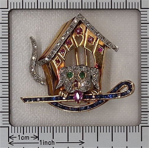 Broche Broche chien fantaisiste, vers 1950 – Un délice pour collectionneur du milieu du siècle 58 Facettes 24344-0247