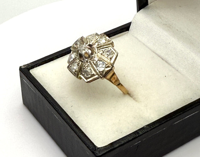 Bague Art Déco en or jaune et platine, sertie de diamants