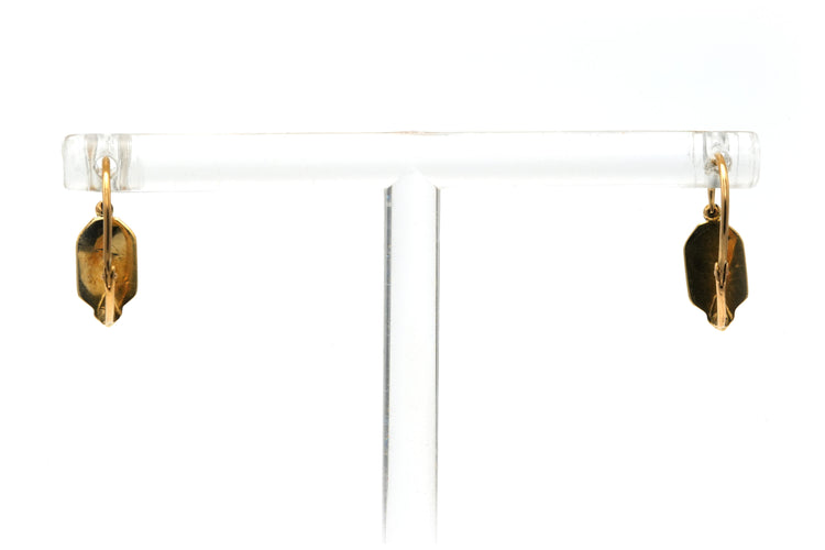 Boucles d'oreilles Art Déco en or jaune et blanc 18k et perles