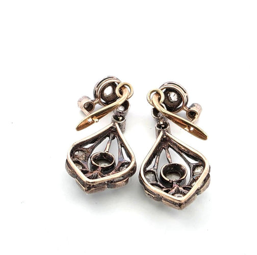 Boucles d'oreilles Boucles d’oreilles anciennes avec diamants roses couronnés 2,00 ct en or 10 kt 58 Facettes