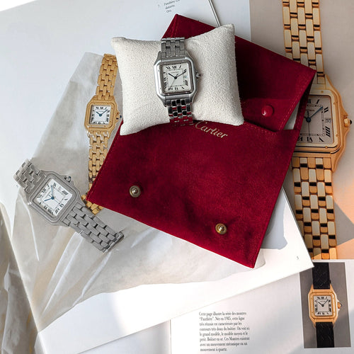 Montre Cartier Panthère 1300 Large model LM GM Figaro Strap Stainless Steel 58 Facettes