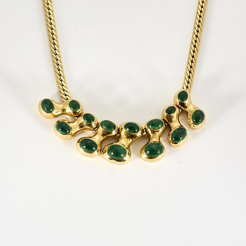 Collier RENE BOIVIN - Collier or jaune et émeraude 58 Facettes