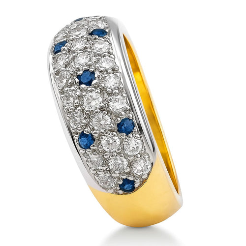 Bague 54 Bague bicolore en or jaune et blanc avec saphirs et diamants 58 Facettes 50316