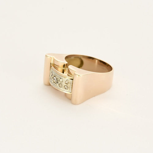 Bague 52 Bague Tank en or jaune, or blanc et diamants 58 Facettes CLA0749