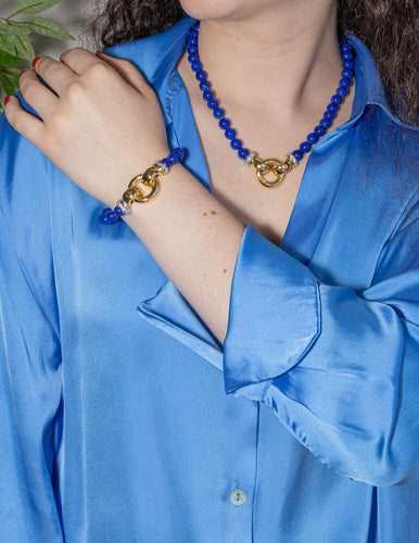 Bracelet Bracelet Or jaune, Or blanc Lapis lazuli, Diamant 58 Facettes 3243859CN