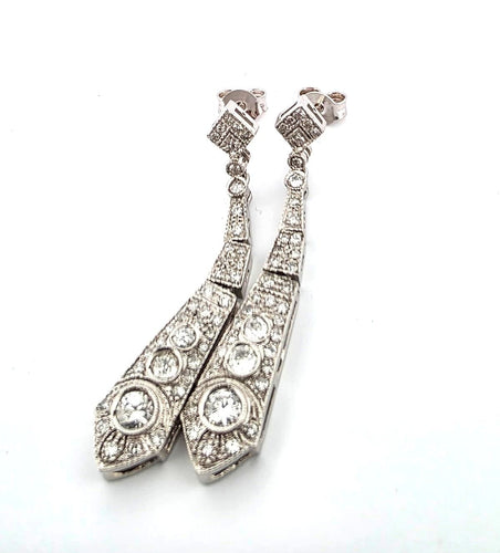 Boucles d'oreilles Boucles d'oreilles en platine avec diamants 58 Facettes