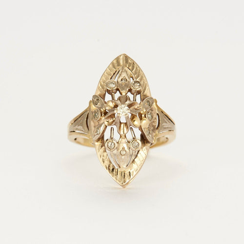 Bague 54 Bague marquise or jaune et blanc diamants 58 Facettes LMB-138