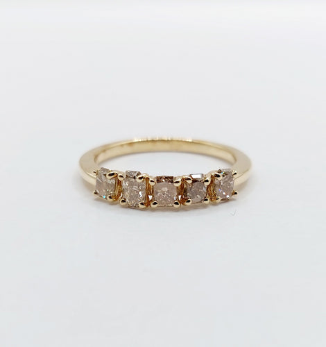 Bague 52.5 Demi alliance vintage or 14k et 0,95 carats diamants radiant Fancy Yellow 58 Facettes A06113