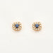 Earrings 18-carat rose gold earrings set with diamonds and sapphire 58 Facettes