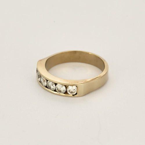 Bague 59,5 Demie alliance or jaune et diamants 58 Facettes DAX0081