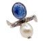 Bague 56 Bague Art Déco or blanc, saphir naturel, perle, diamants 58 Facettes A05893
