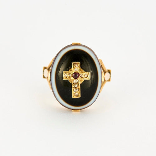 Bague 55 Bague agathe, or jaune et diamants 58 Facettes GU155