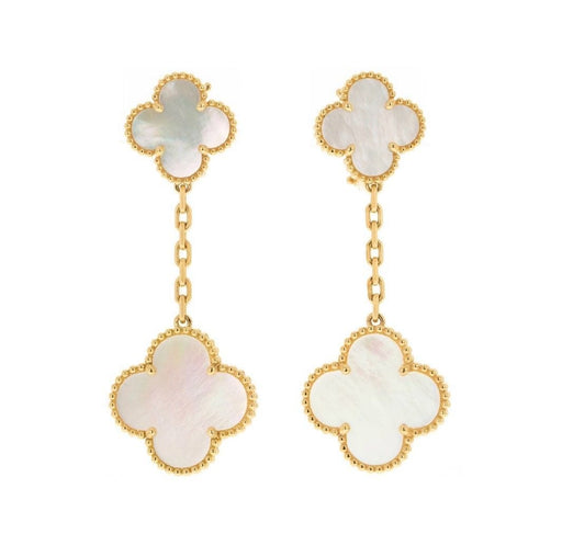 VAN CLEEF & ARPELS earrings - Magic Alhambra, yellow gold and mother-of-pearl earrings 58 Facettes