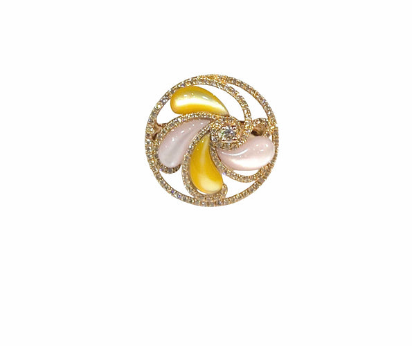 Bague 54 Bague tourbillon en or rose 18 carats , jade et diamants 58 Facettes