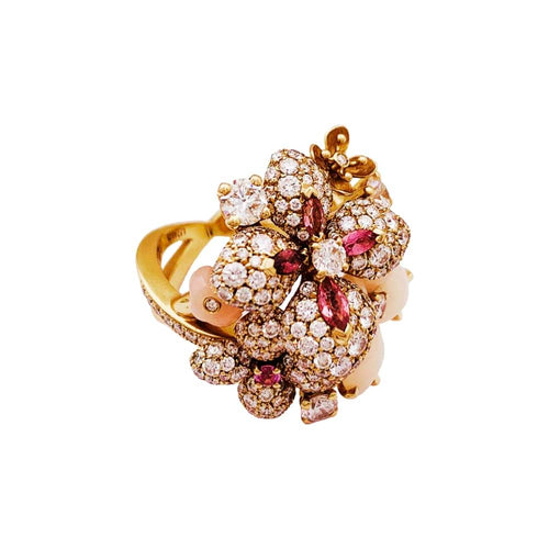 Bague 57 Chaumet Hortensia Aube de Rosée - Bague en or rose, diamants et opales roses 58 Facettes 35207