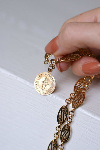 Pendentif Médaille - Vierge Marie en or rose 18 kt 58 Facettes