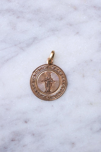 Pendentif Médaille - Vierge Marie en or rose 18 kt 58 Facettes