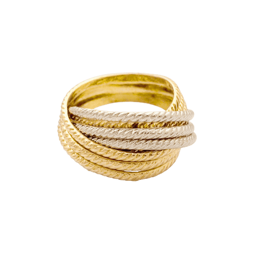 Bague 49 Bague multi-joncs torsadés en trois ors 750 58 Facettes 34691