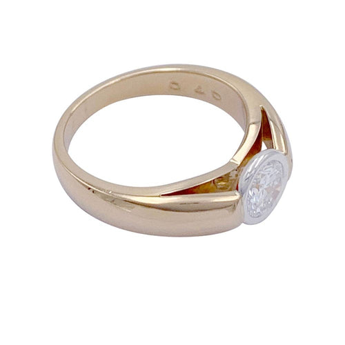 Bague 54 Bague solitaire en or jaune et platine avec diamant 58 Facettes 32407