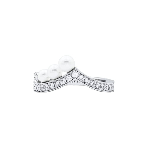 Bague 52 Chaumet Joséphine Aigrette - Bague en or blanc et diamants, perles 58 Facettes 35242