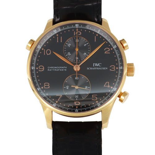 Montre IWC Schaffhausen Portuguese - Montre chronographe rattrapante en or rose 58 Facettes 68801708