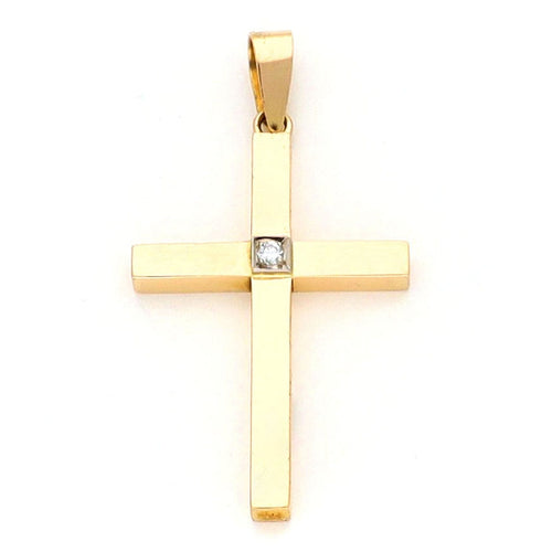 Pendentif Pendentif croix en or jaune 14k avec diamant 58 Facettes 12F0EEFC1DDE47AAB497F3ACDCD10220