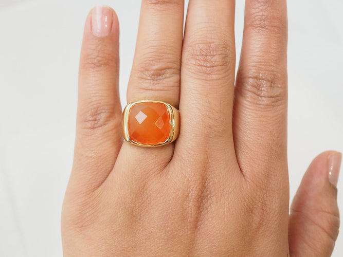 Bague 52 Chevalière - Bague en or jaune et cornaline 58 Facettes 33632