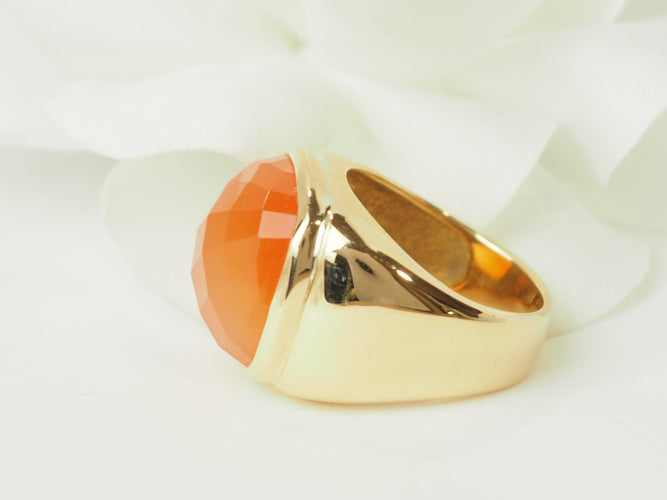 Bague 52 Chevalière - Bague en or jaune et cornaline 58 Facettes 33632