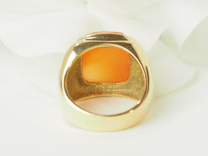 Bague 52 Chevalière - Bague en or jaune et cornaline 58 Facettes 33632