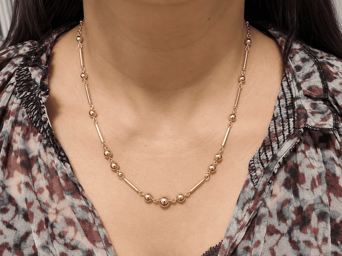 Collier Collier boules et barres en or rose 18 k (750) 58 Facettes 33618