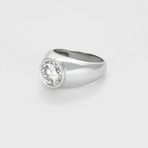Bague 58 Chevalière - Bague solitaire diamant 3,30 ct en or blanc 58 Facettes 58FC126