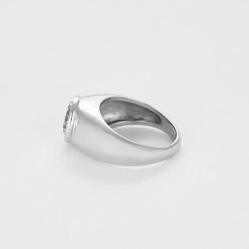 Bague 58 Chevalière - Bague solitaire diamant 3,30 ct en or blanc 58 Facettes 58FC126