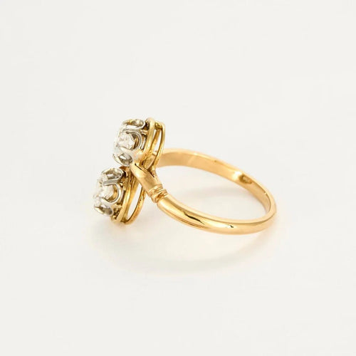 Bague 58.5 Bague Toi et Moi ancienne en or jaune et platine, diamants 0,85 ct 58 Facettes 58FC131
