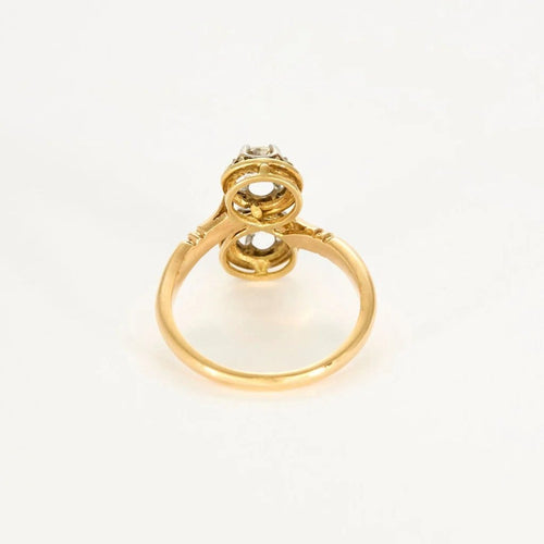 Bague 58.5 Bague Toi et Moi ancienne en or jaune et platine, diamants 0,85 ct 58 Facettes 58FC131